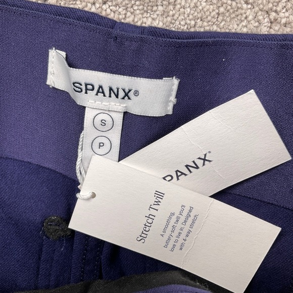 SPANX Pants Women Small Blue Stretch Twill Cropped Utility Comfort Trousers - Picture 3 of 12